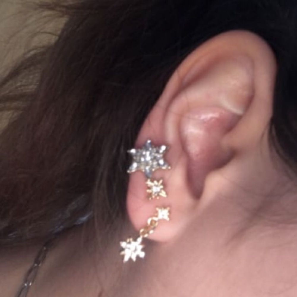 3 PAIRS Rhinestone Gold Star Decor Earrings - Picture 7 of 8
